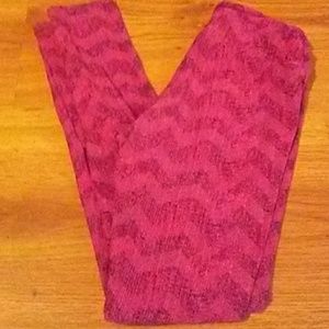 Magenta Leggings Chevron Faded Great Print OS LLR
